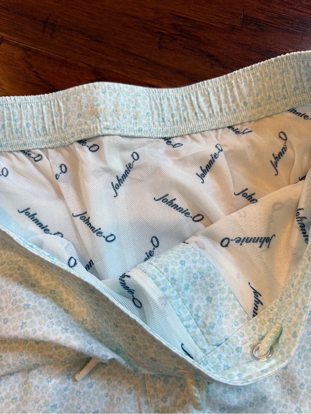 johnnie-O Pale Blue Micro-Print Swim Trunks